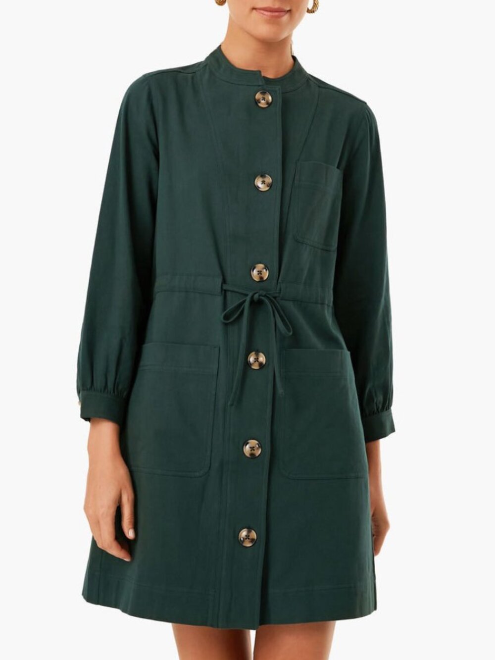 New Tuckernuck Crosby 100% Cotton Canvas Shirtdress Green XS $228